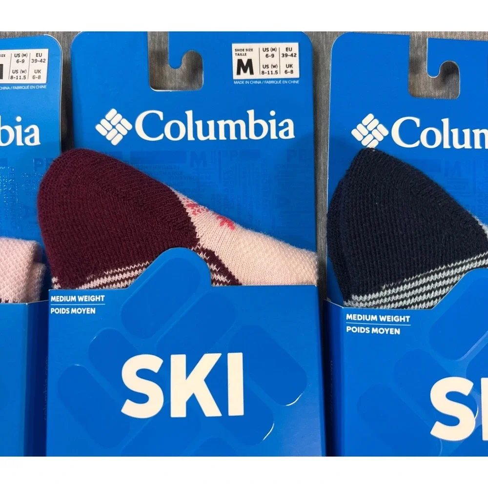 3 Pair‎ Columbia Womens Mens Medium Weight Thermolite over calf Ski Socks MED